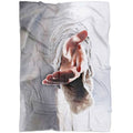 FUNSTUFFPRINT Jesus Holding His Hand Out Fleece Blanket - Christian Blanket - Bible Verse Blanket