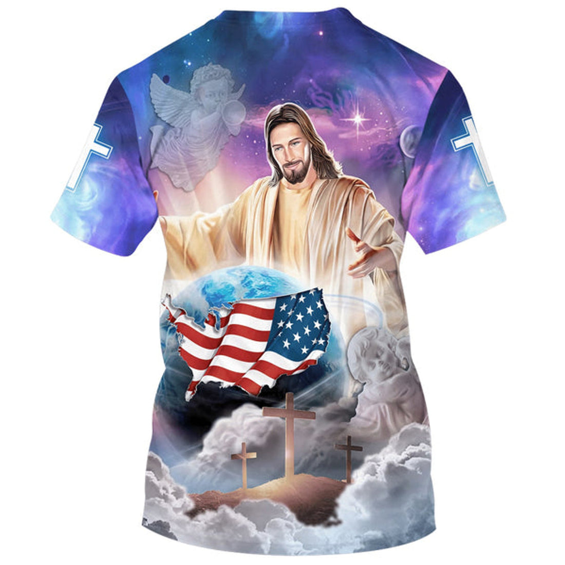 FUNSTUFFPRINT Jesus Holding The Earth Christian 3D T-shirt