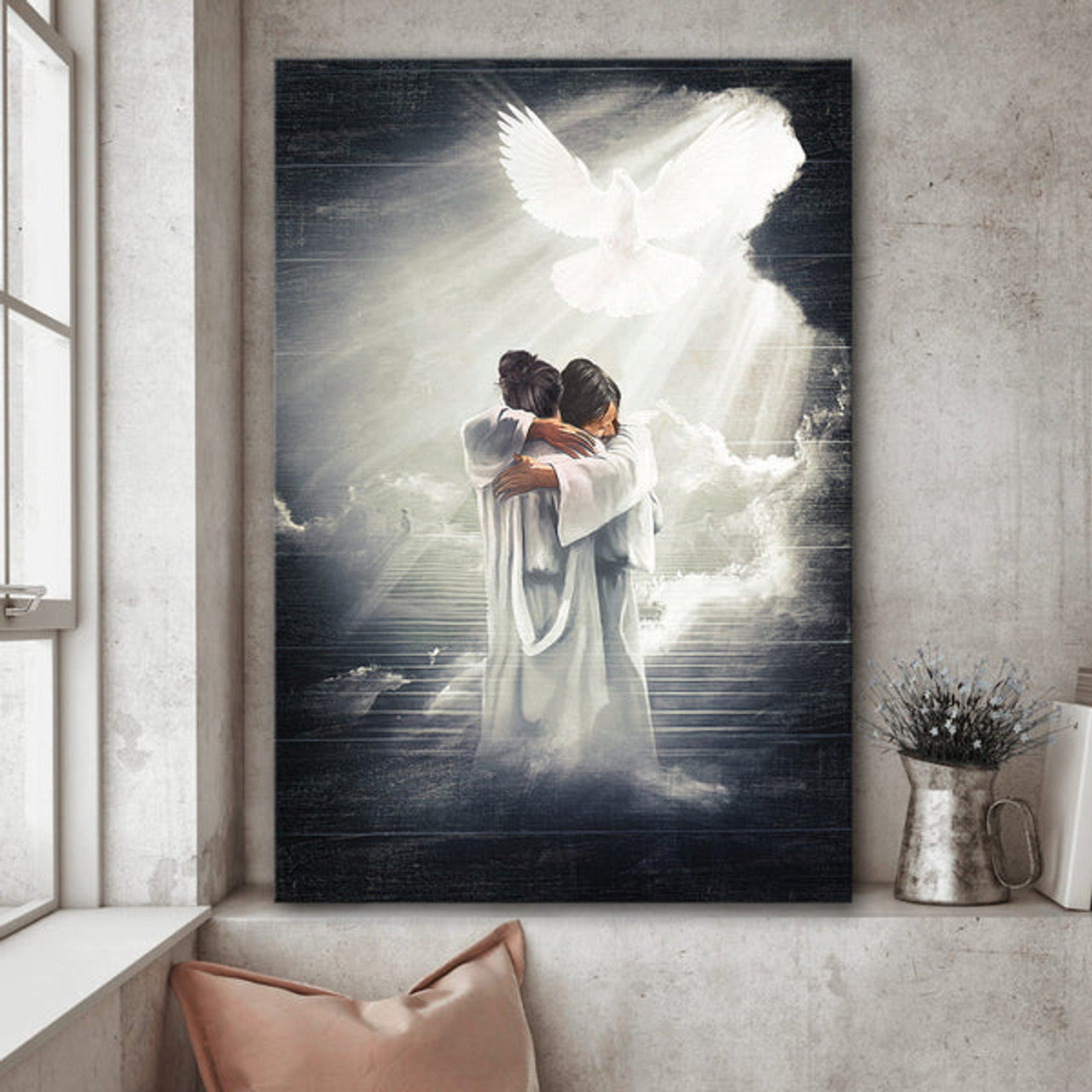 Jesus Hugging Mystic Light Canvas Posters - Christian Wall Posters - Religious Wall Decor