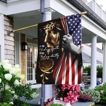 Jesus In You I Find My Worth My Identity American House Flag, Christian Flag, Christian Flag, Scripture Flag, Garden Banner