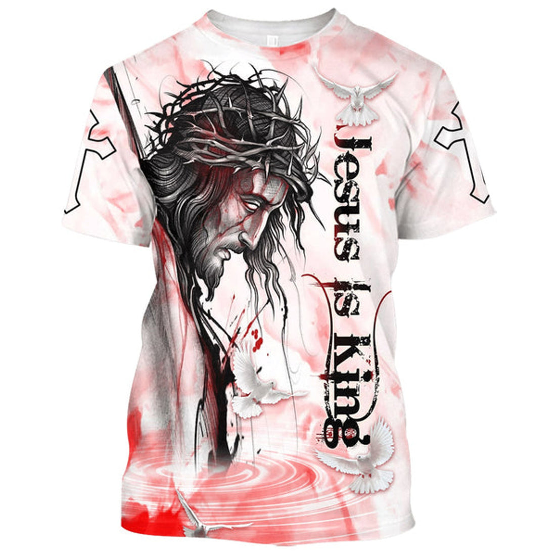 FUNSTUFFPRINT Jesus Is King Christian 3D T-shirt