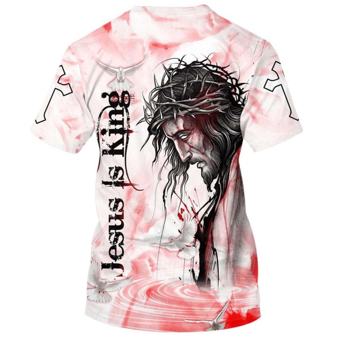 FUNSTUFFPRINT Jesus Is King Christian 3D T-shirt