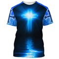 FUNSTUFFPRINT Jesus Is My God My King My Lord Lion Cross Light 3D T-Shirts - Christian Shirts For Men&Women Regular 3D T-shirt