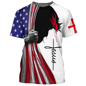 FUNSTUFFPRINT Jesus Is My God My King My Lord My Savior Christian 3D T-shirt