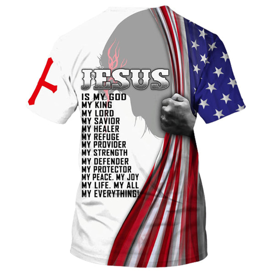 FUNSTUFFPRINT Jesus Is My God My King My Lord My Savior Christian 3D T-shirt