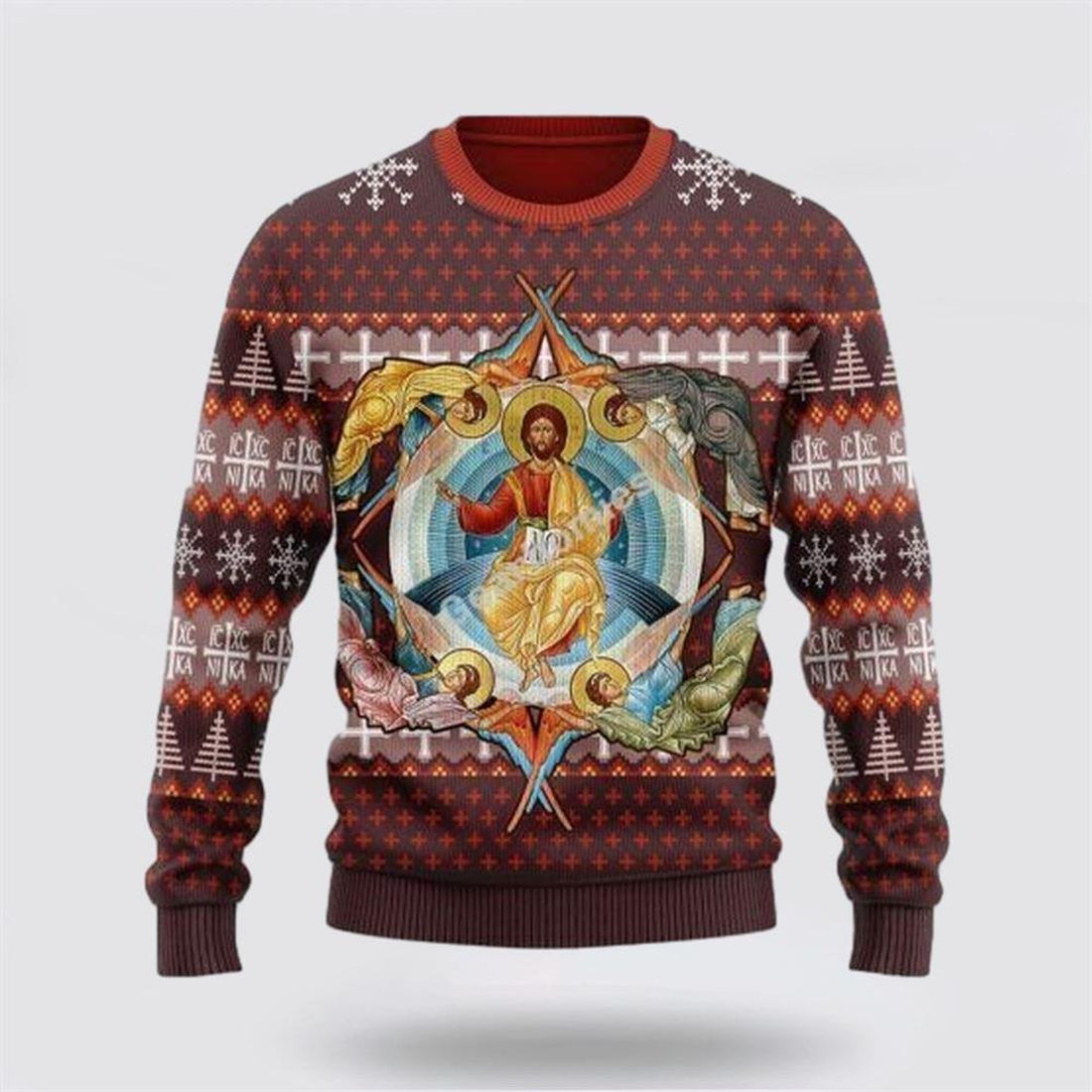 FUNSTUFFPRINT Jesus Is My King My Savior My Everything Ugly Sweater - Christmas Gifts For Christian Ugly Sweater