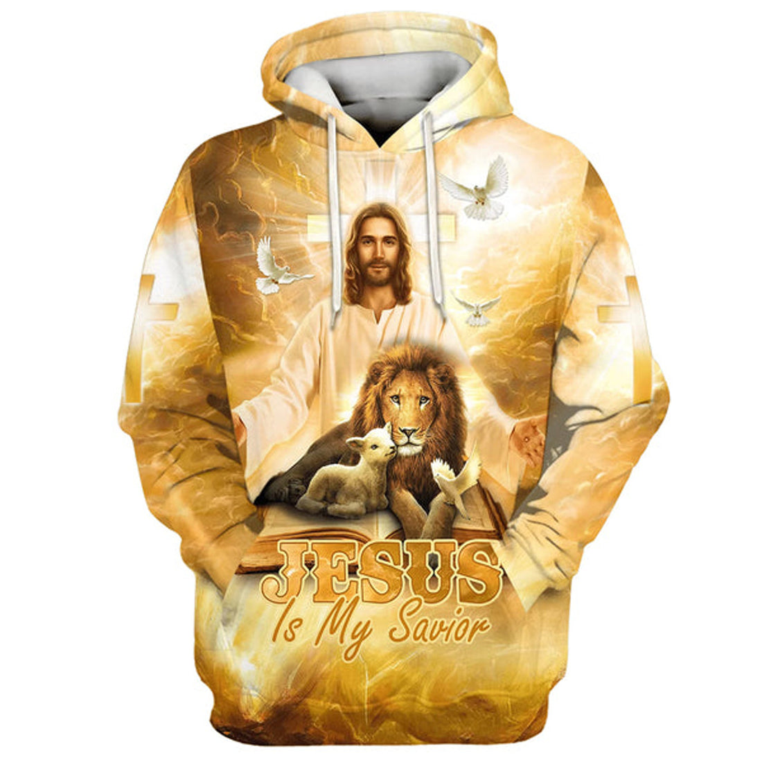 FUNSTUFFPRINT 3D Jesus Is My Savior Hoodie Jesus Lion Sheep Dove 3D Hoodie and Zip Hoodie