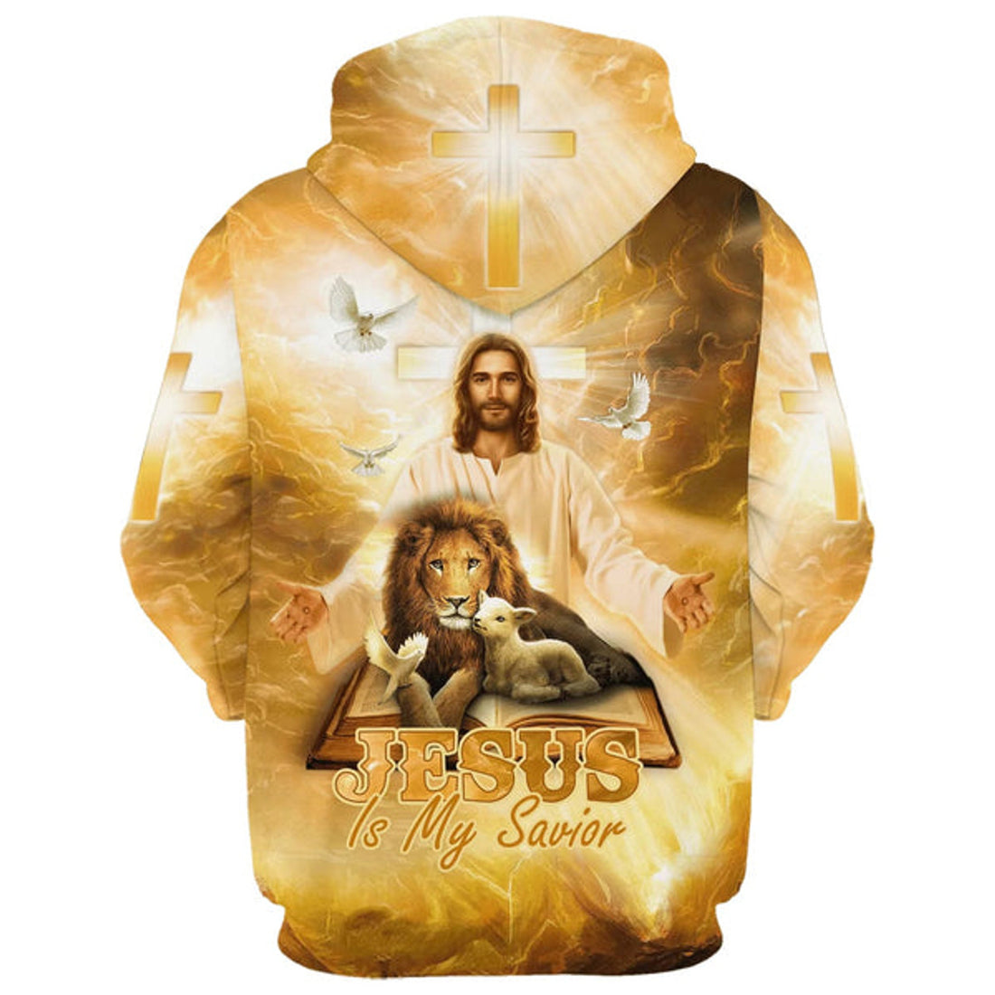 FUNSTUFFPRINT 3D Jesus Is My Savior Hoodie Jesus Lion Sheep Dove 3D Hoodie and Zip Hoodie