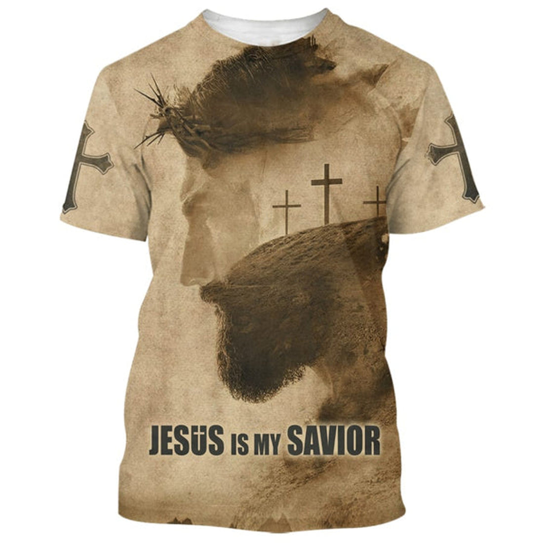 FUNSTUFFPRINT Jesus Is My Savior Cross Christian 3D T-shirt