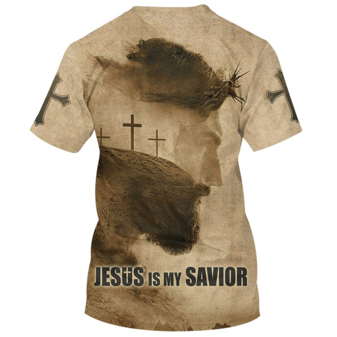 FUNSTUFFPRINT Jesus Is My Savior Cross Christian 3D T-shirt