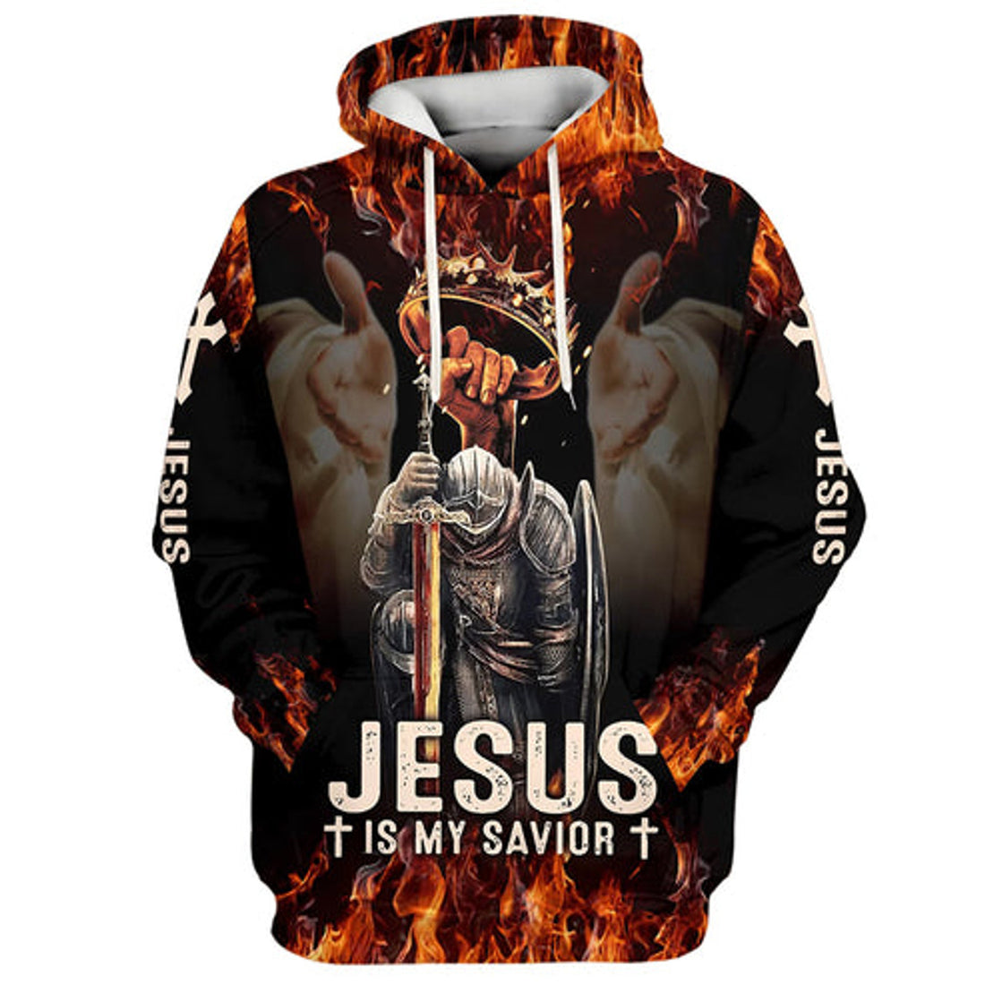 FUNSTUFFPRINT 3D Jesus Is My Savior Knight 3D Hoodie and Zip Hoodie