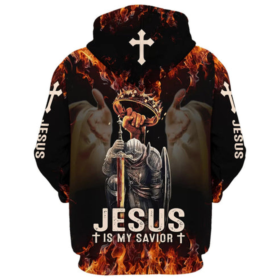 FUNSTUFFPRINT 3D Jesus Is My Savior Knight 3D Hoodie and Zip Hoodie