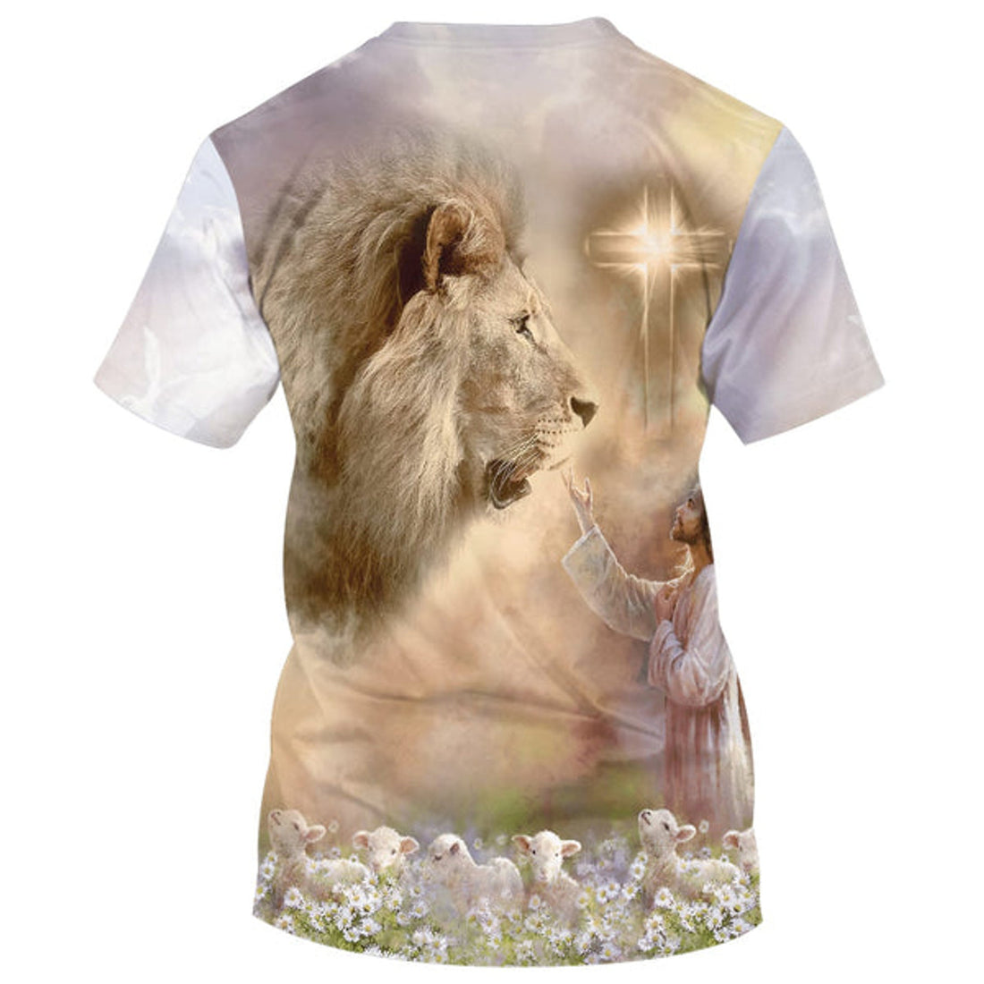FUNSTUFFPRINT Jesus Is My Savior Lion And Cross Christian 3D T-shirt