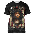 FUNSTUFFPRINT Jesus Is My Savior Portrait Christian 3D T-shirt