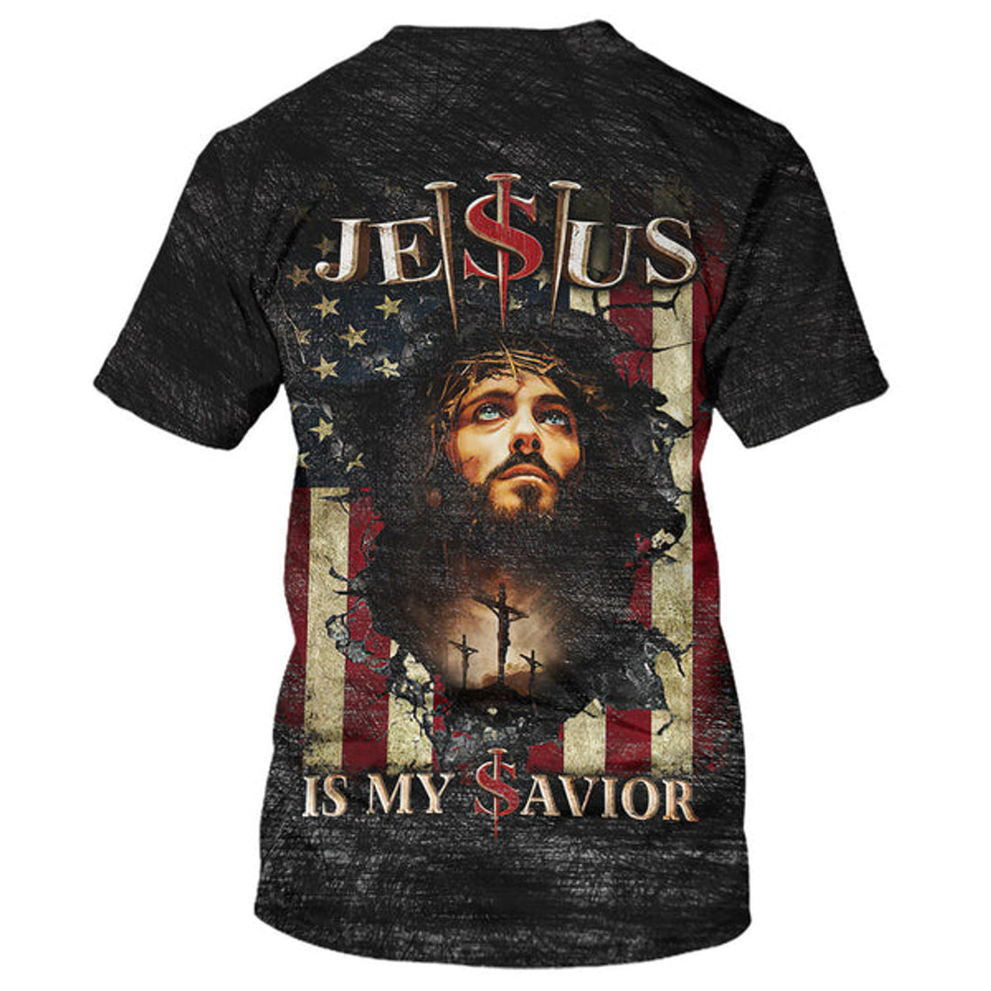 FUNSTUFFPRINT Jesus Is My Savior Portrait Christian 3D T-shirt