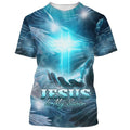 FUNSTUFFPRINT Jesus Is My Savior Shirts - Hand Holding Cross Christian 3D T-shirt