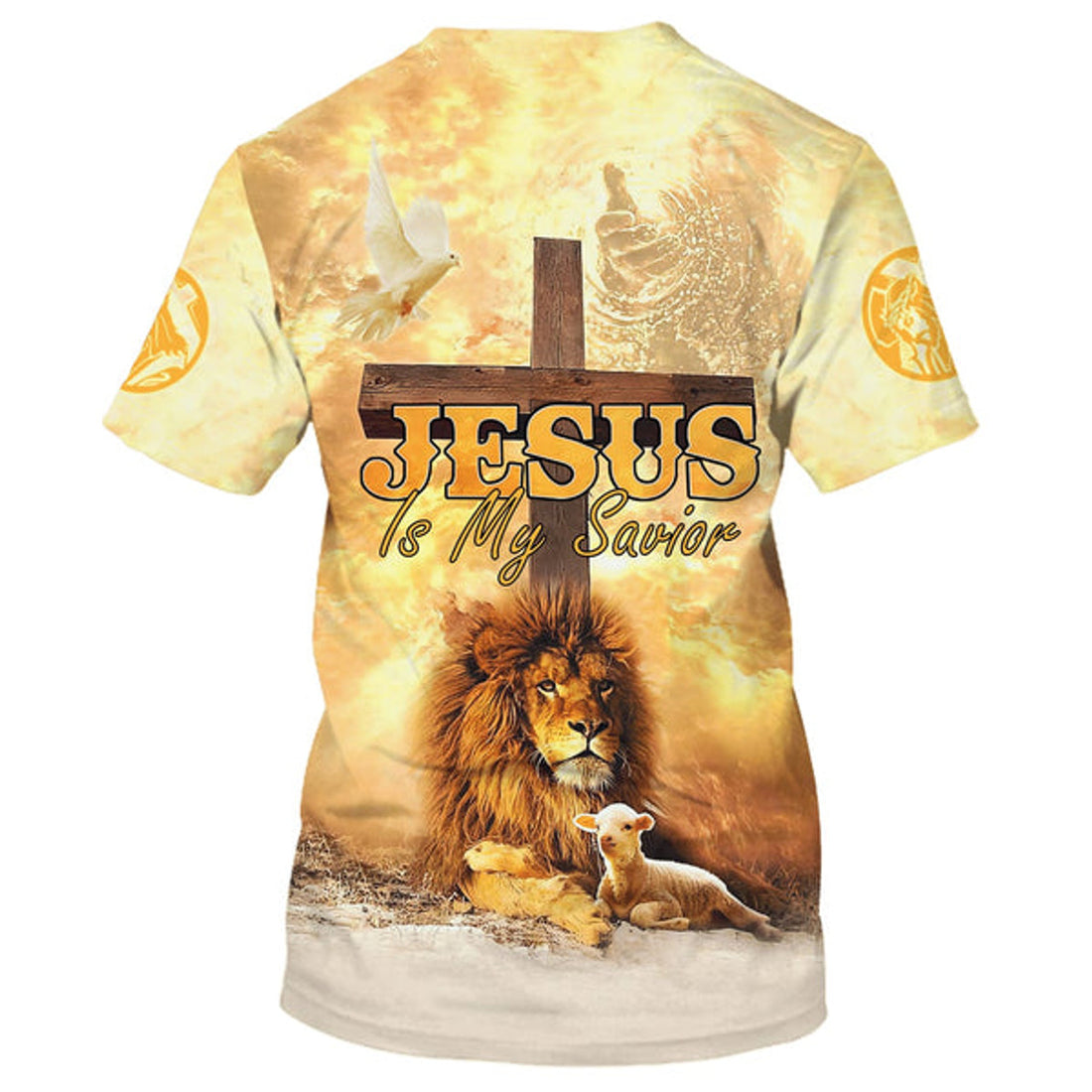 FUNSTUFFPRINT Jesus Is My Savior Shirts - Hand Of God Lion Lamb 3D All Over Printed Shirt for Men and Women 3D T-shirt