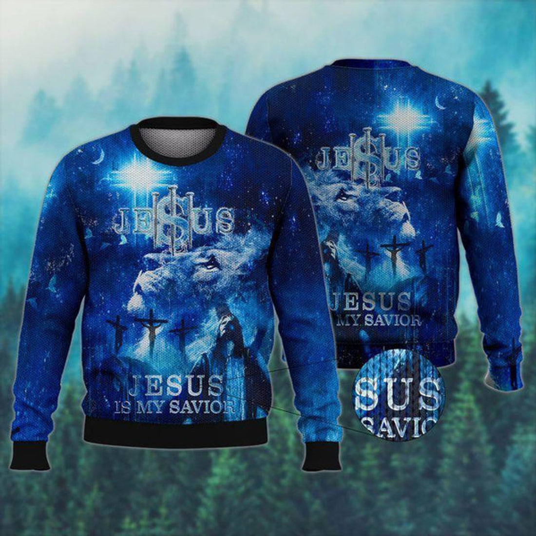 FUNSTUFFPRINT Jesus Is My Savior Ugly Christmas Sweater For Men & Women - Jesus Christ Sweater - Christian Shirts Gifts Idea Ugly  Sweater