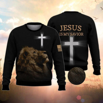 FUNSTUFFPRINT Jesus Is My Savior Ugly Christmas Sweater For Men & Women Adult - Jesus Christ Sweater - Christian Shirts Gifts Idea Ugly  Sweater