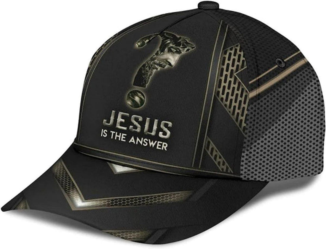 FUNSTUFFPRINT Jesus Is The Answer Baseball Cap - Christian Hats for Men and Women