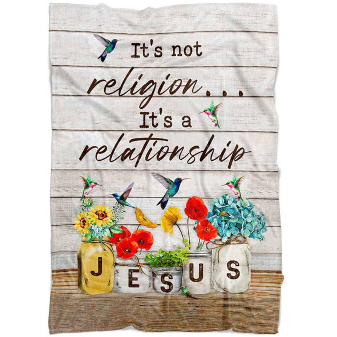 FUNSTUFFPRINT Jesus It's Not Religion Its A Relationship Fleece Blanket - Christian Blanket - Bible Verse Blanket