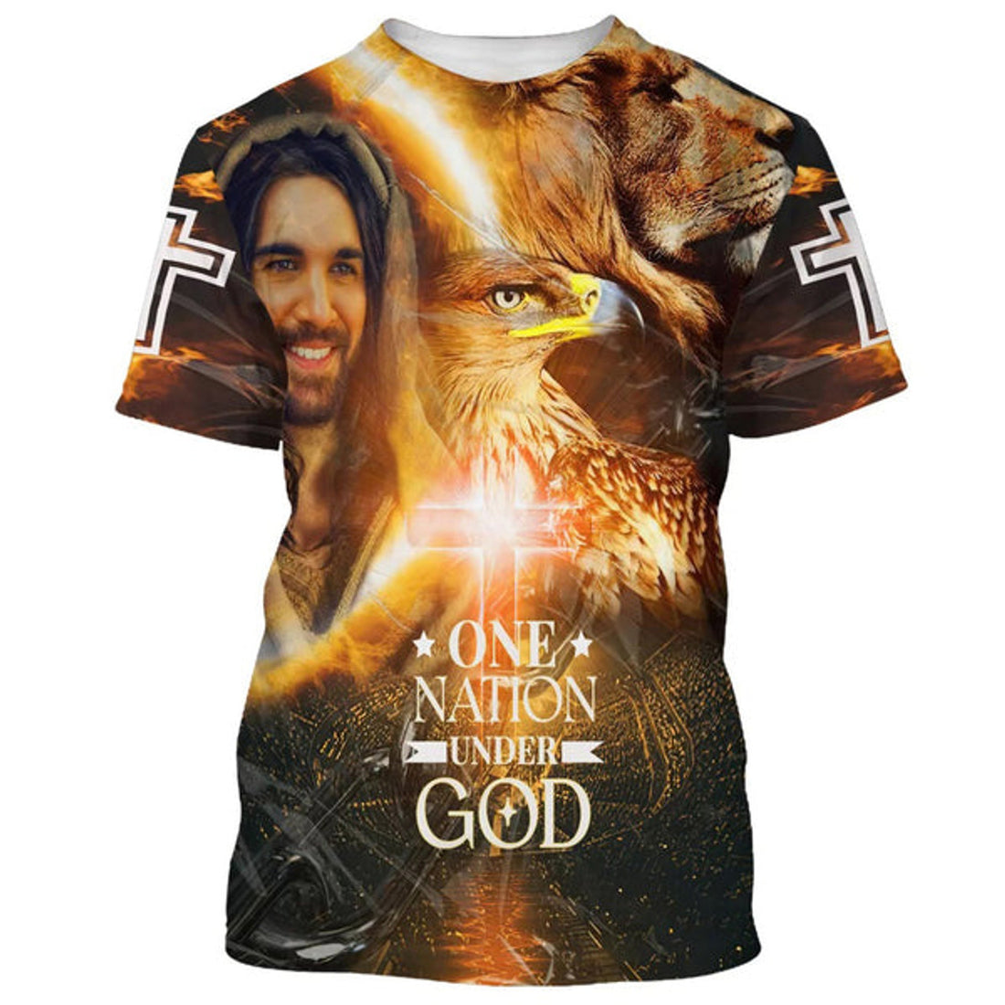 FUNSTUFFPRINT Jesus Laugh One Nation Under God Christian 3D T-shirt