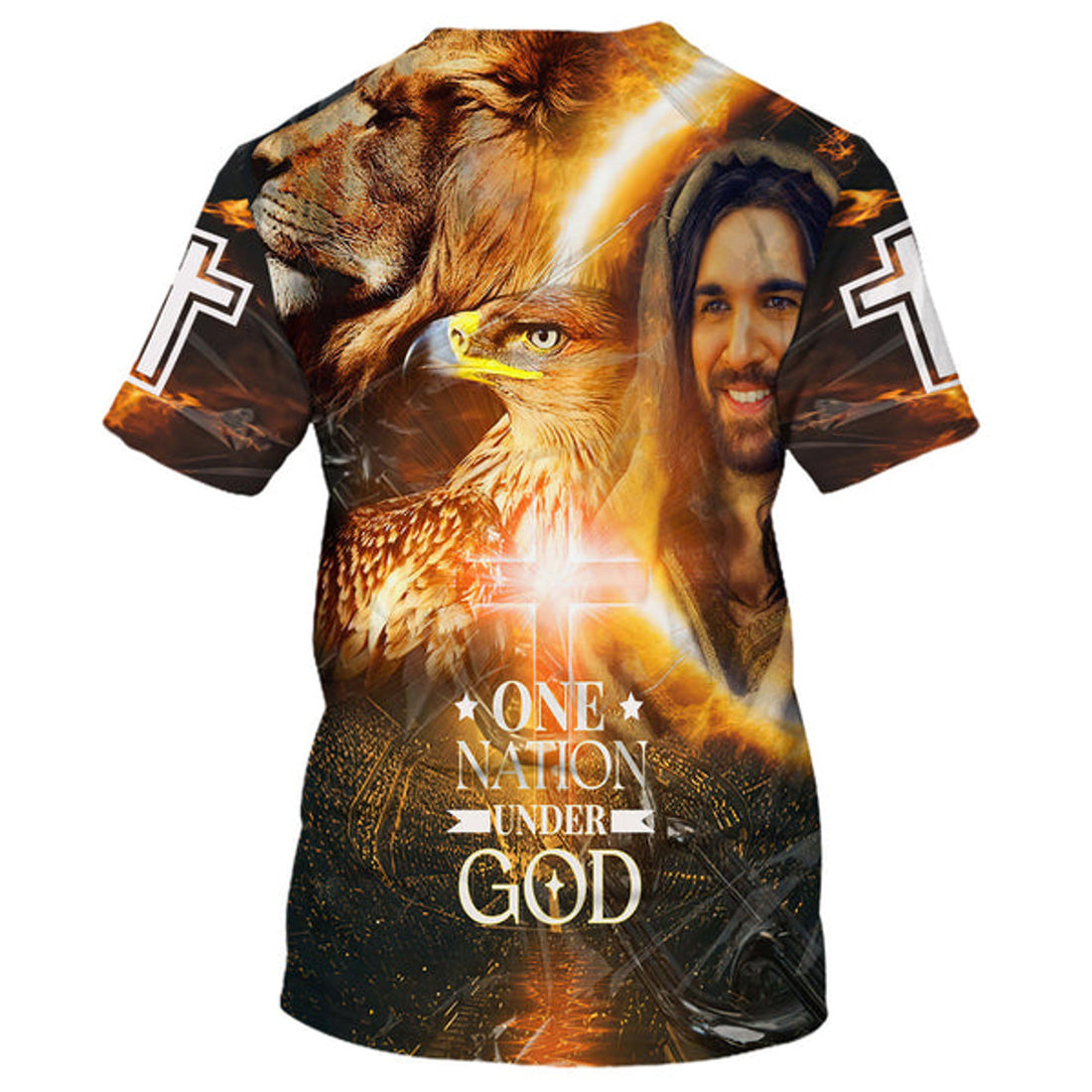 FUNSTUFFPRINT Jesus Laugh One Nation Under God Christian 3D T-shirt