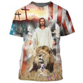 FUNSTUFFPRINT Jesus Lion And The Lamb 3D All Over Printed Shirt for Men and Women
 3D T-shirt