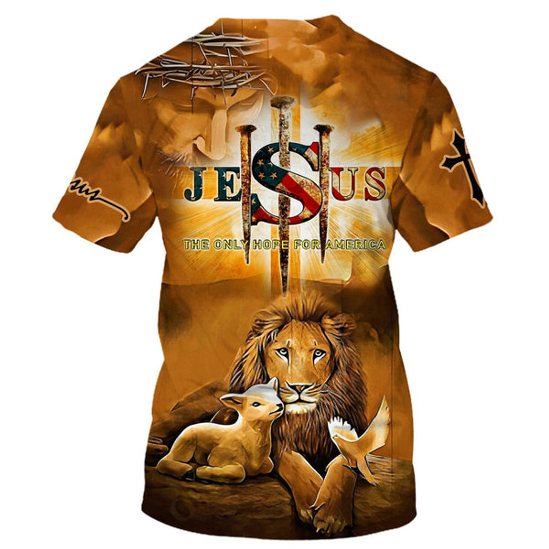 FUNSTUFFPRINT Jesus Lion And The Lamb Christian 3D T-shirt