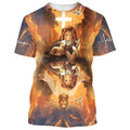 FUNSTUFFPRINT Jesus Lion And The Lamb Dove Christian 3D T-shirt
