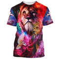 FUNSTUFFPRINT Jesus Lion Dove Christian 3D T-shirt