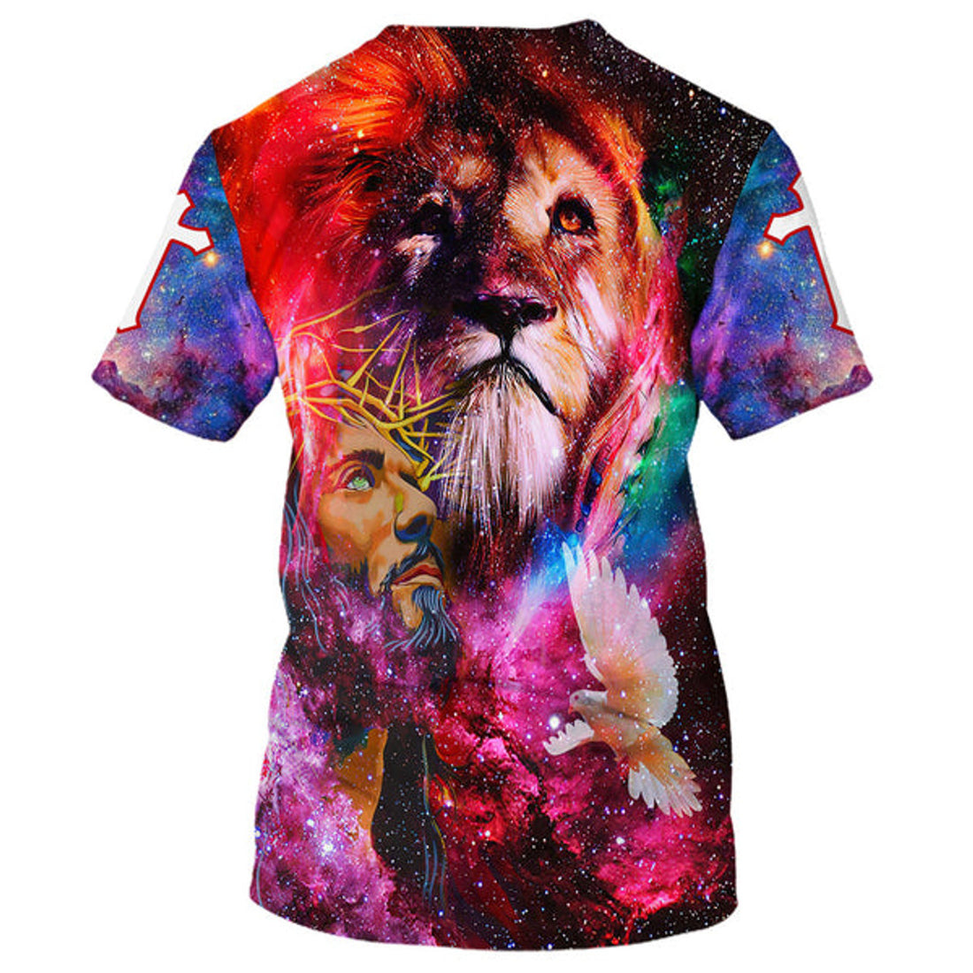 FUNSTUFFPRINT Jesus Lion Dove Christian 3D T-shirt