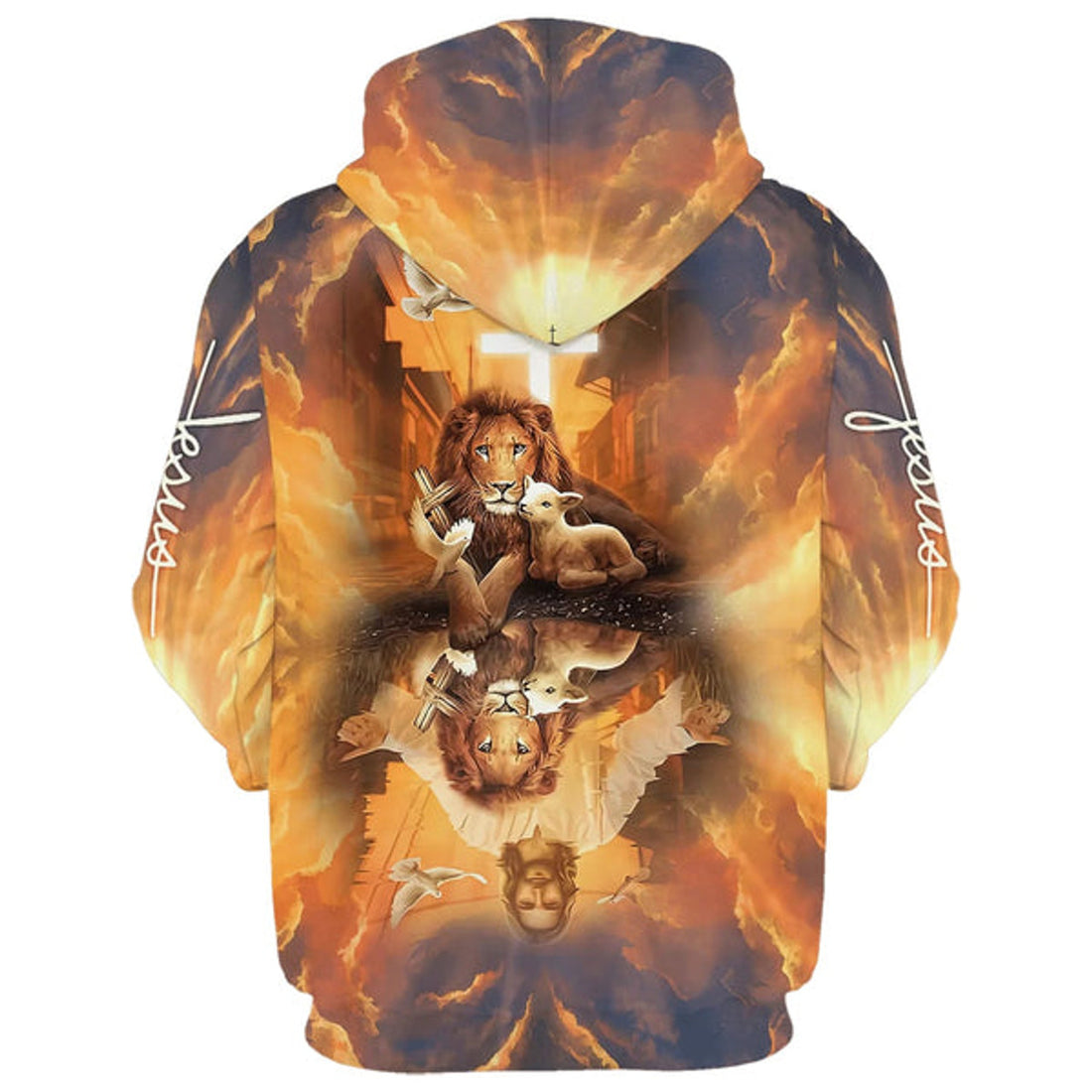 FUNSTUFFPRINT Jesus Lion King And Lamb Cross 3D Hoodies Jesus Hoodie Men & Women Christian 3D Hoodie and Zip Hoodie