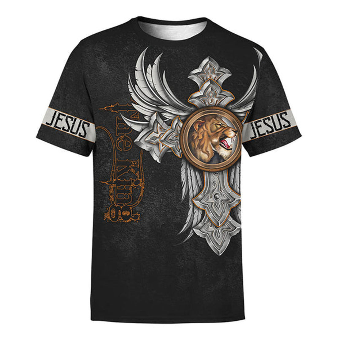 FUNSTUFFPRINT Jesus Lion King Angel Wing Tattoo Christian 3D T-shirt