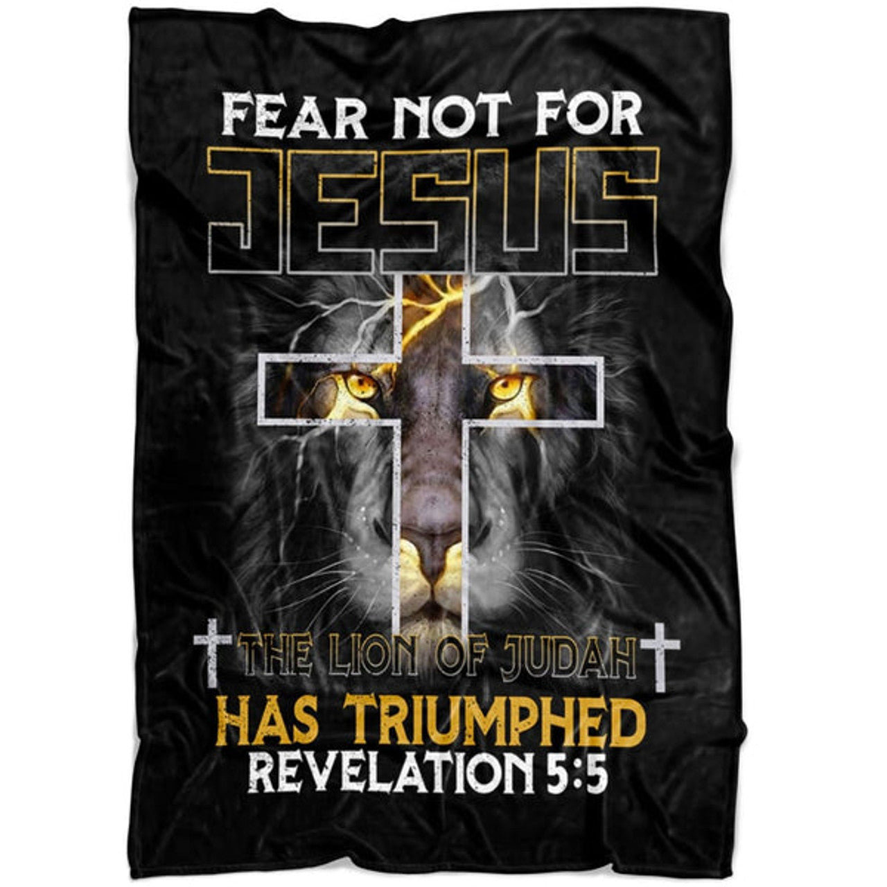 FUNSTUFFPRINT Jesus Lion Revelation 55 Fleece Blanket - Christian Blanket - Bible Verse Blanket