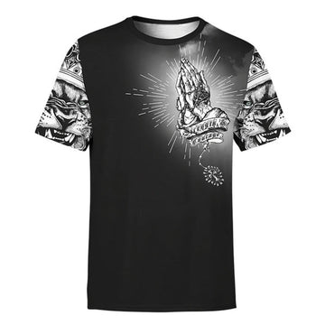 FUNSTUFFPRINT Jesus Lion Tattoo Faith Over Fear 3d Unisex Shirt - Christian 3D T-shirt