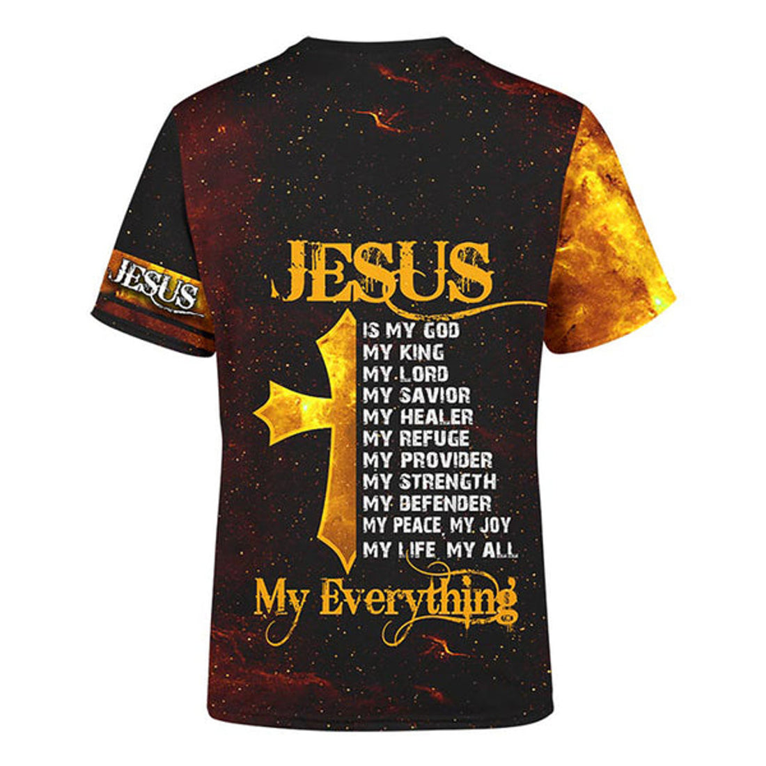 FUNSTUFFPRINT Jesus Lion The King Fire Christian 3D T-shirt