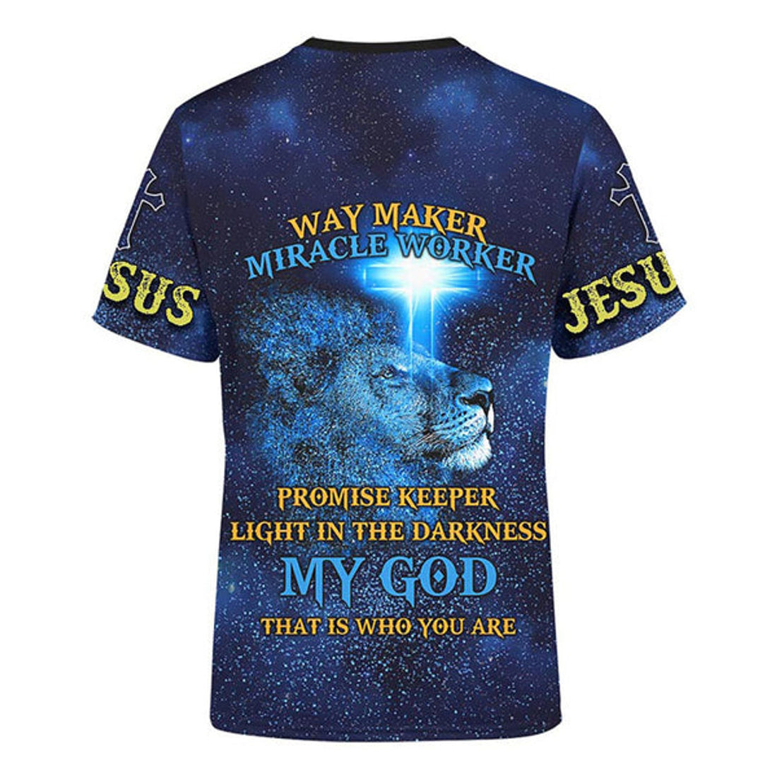 FUNSTUFFPRINT Jesus Lion Way Maker Miracle Worker Christian 3D T-shirt
