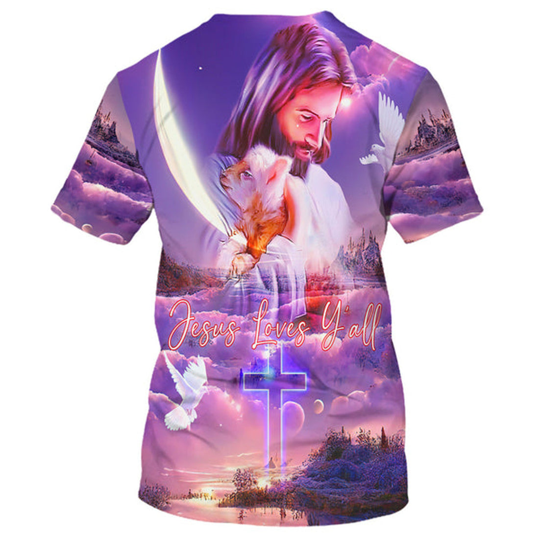 FUNSTUFFPRINT Jesus Loves Y'all Christian 3D T-shirt