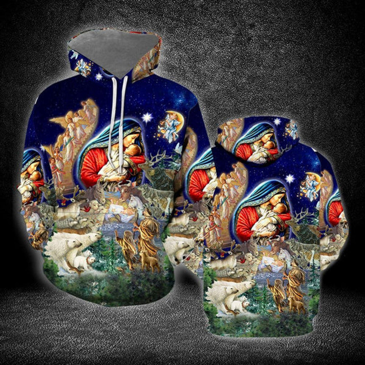 FUNSTUFFPRINT 3D Jesus Merry Christmas All Over 3D Hoodie and Zip Hoodie