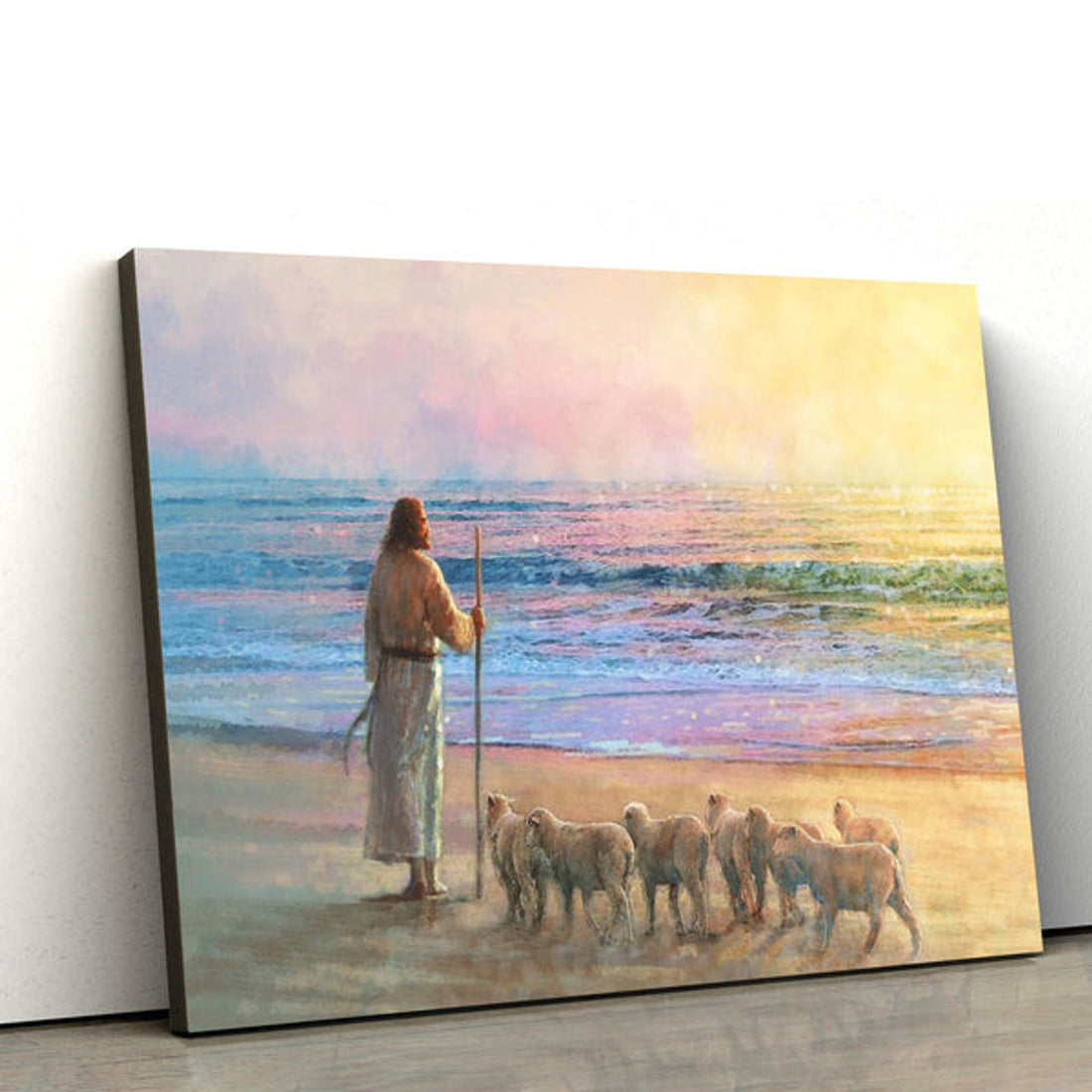 Jesus Near An Ocean Shore With His Sheep Canvas Posters - Jesus Canvas Pictures - Christian Canvas Art