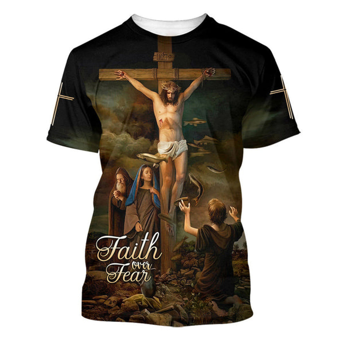 FUNSTUFFPRINT Jesus On The Cross Christian 3D T-shirt