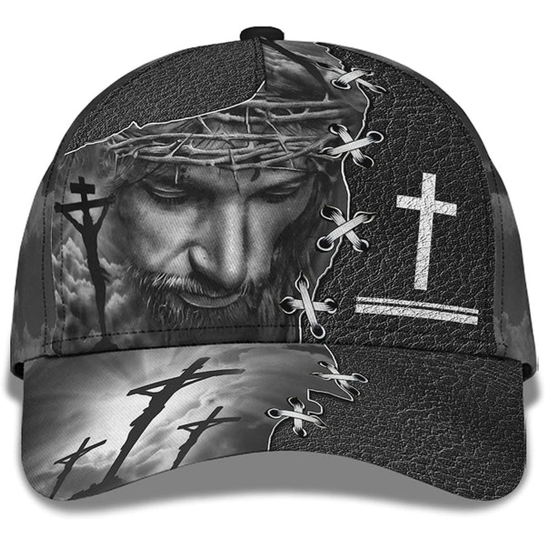 FUNSTUFFPRINT Jesus On The Cross Religion Crown Of Thorn All Over Print Baseball Cap - Christian Hats For Men Women