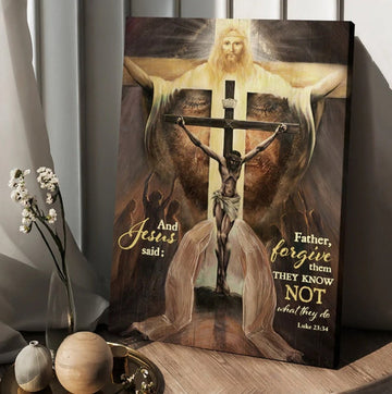 Jesus On The Cross The World In His Arms And Jesus Said Canvas Wall Art - Christian Wall Posters - Religious Wall Decor