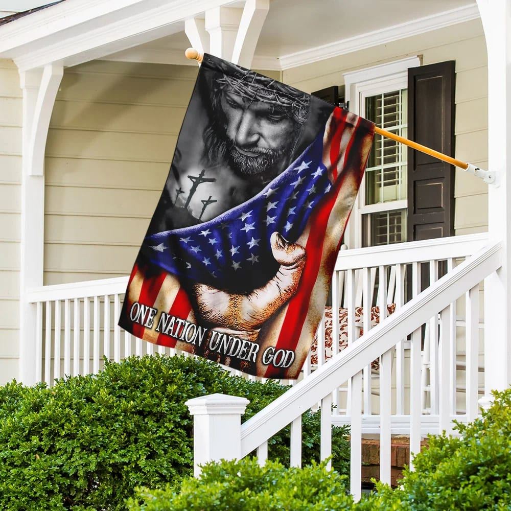 Jesus One Nation Under God House Flags, Christian Flag, Scripture Flag, Garden Banner