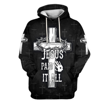 FUNSTUFFPRINT 3D Jesus Paid It All 3D Hoodie and Zip Hoodie