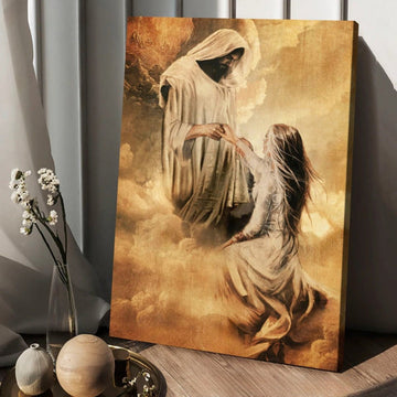 Jesus Painting Jesus And Girl Holding Hand Canvas Wall Art - Christian Wall Posters - Religious Wall Decor