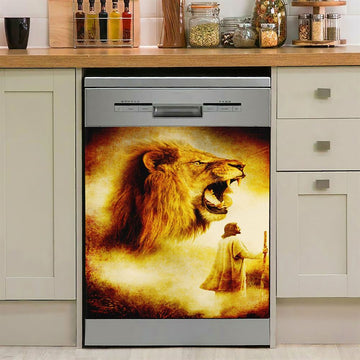 Jesus Painting Lion Dishwasher Cover, Jesus Christ Dishwasher Stickers, Christian Kitchen Decor