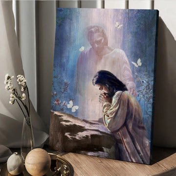 Jesus Painting Praying With God Canvas Wall Art - Christian Wall Posters - Religious Wall Decor