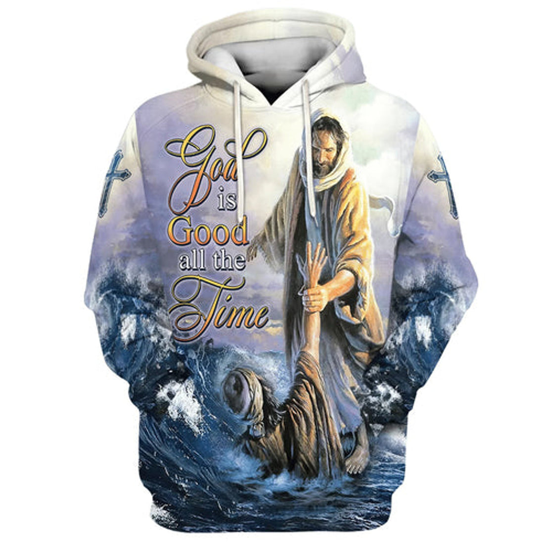 FUNSTUFFPRINT 3D Jesus Peter Walking On Water 3D Hoodie and Zip Hoodie